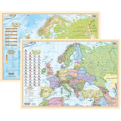 Europa mapa fizyczno-polityczna, dwustronna podkładka na biurko