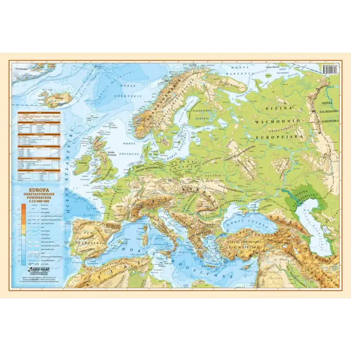 Europa mapa fizyczno-polityczna, dwustronna podkładka na biurko