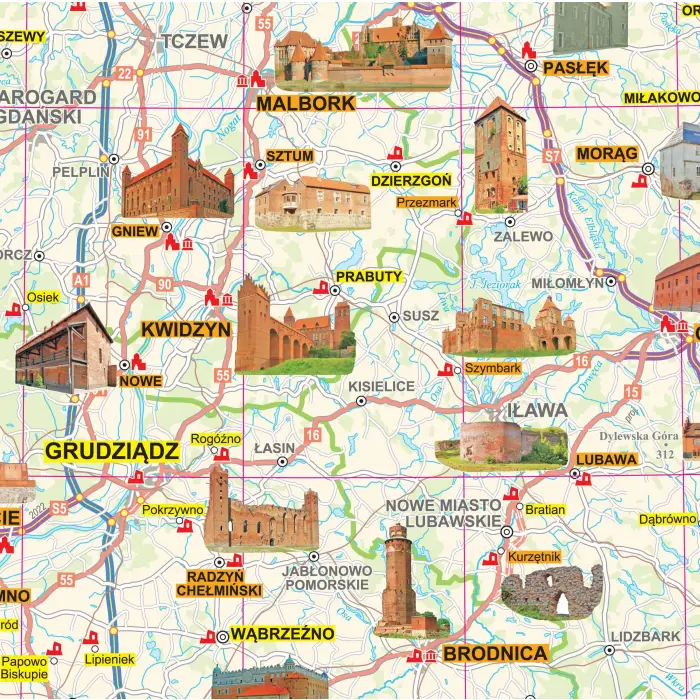 Polska turystyczna mapa ścienna zamki Polski - naklejka, 1:700 000, EkoGraf
