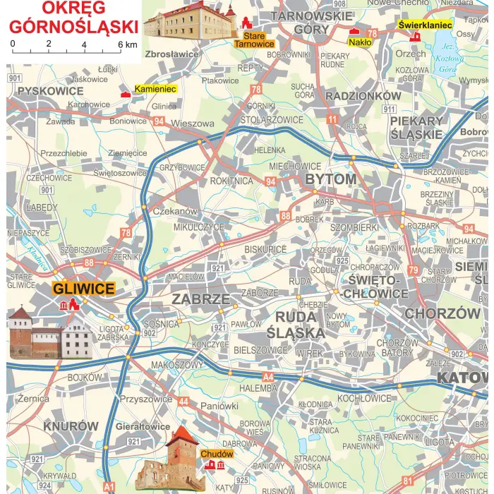Polska turystyczna mapa ścienna zamki Polski - naklejka, 1:700 000, EkoGraf