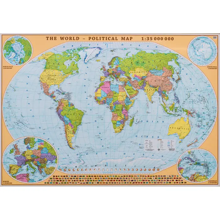 World political wall map, 1:35 000 000, EkoGraf