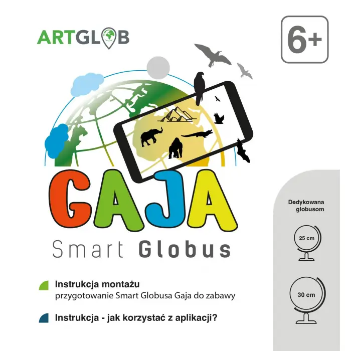 Smart globus GAJA z aplikacją, fizyczno-polityczny, podświetlany, kula 30 cm