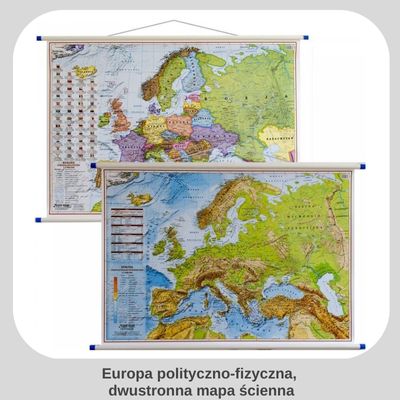 Mapa ścienna Europy, dwustronna