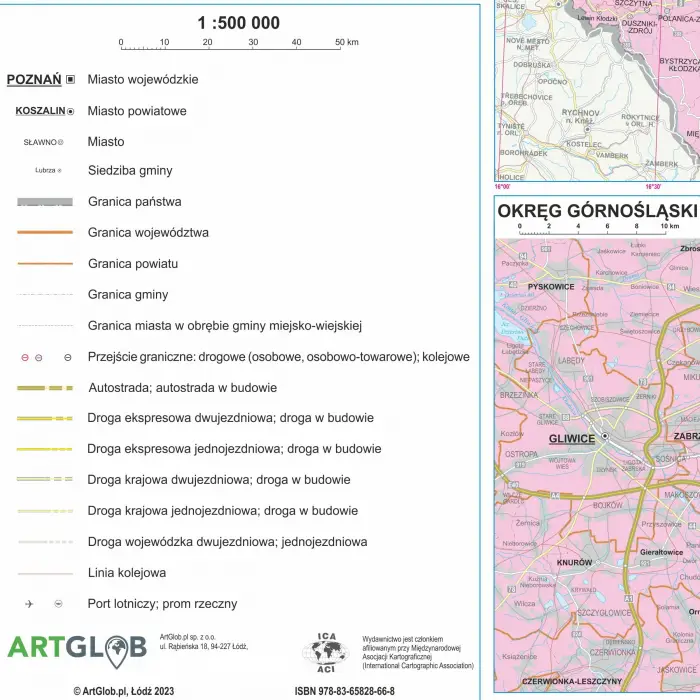 Polska energetyczna - mapa ścienna, 1:500 000, ArtGlob