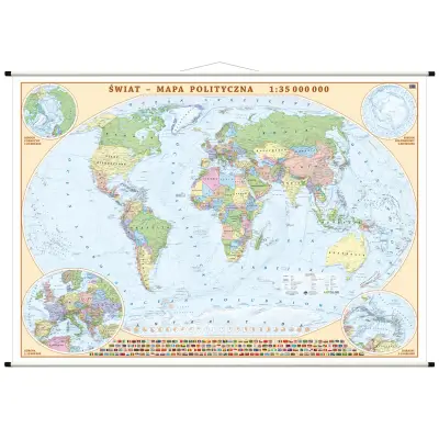 Świat - mapa ścienna polityczna, 1:35 000 000, ArtGlob