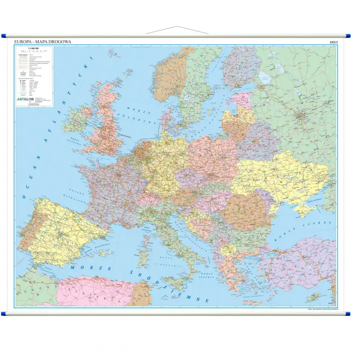 Europa mapa ścienna drogowa, 1:3 000 000, ArtGlob