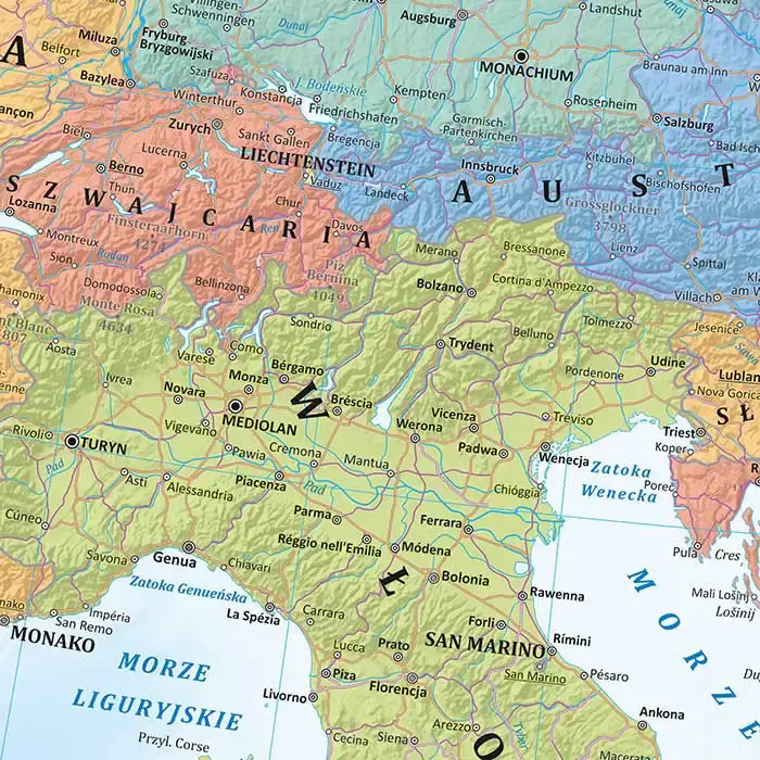 Europa mapa ścienna polityczna i fizyczna dwustronna 1:4 500 000, ArtGlob