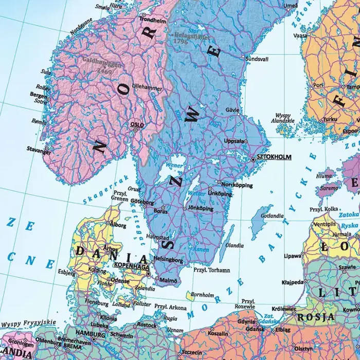 Europa polityczna i fizyczna - dwustronna mapa ścienna, 1:12 000 000