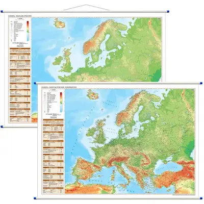 Europa fizyczna - dwustronna mapa ścienna do ćwiczeń, 1:3 250 000