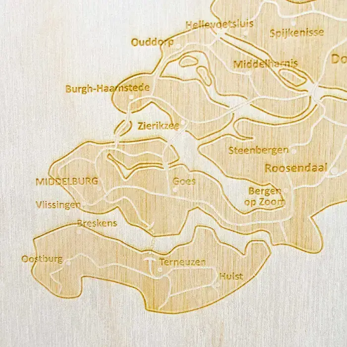 Holandia - mapa 3D grawerowana w drewnie