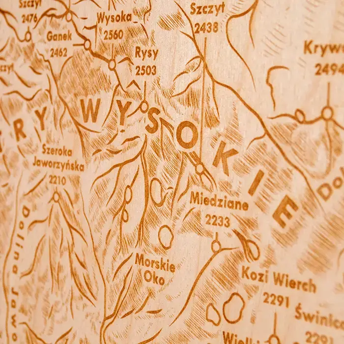 Panorama Tatr grawerowany obraz w drewnie