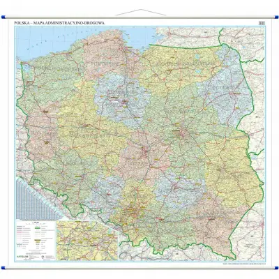 Polska administracyjno-drogowa mapa ścienna, 1:500 000