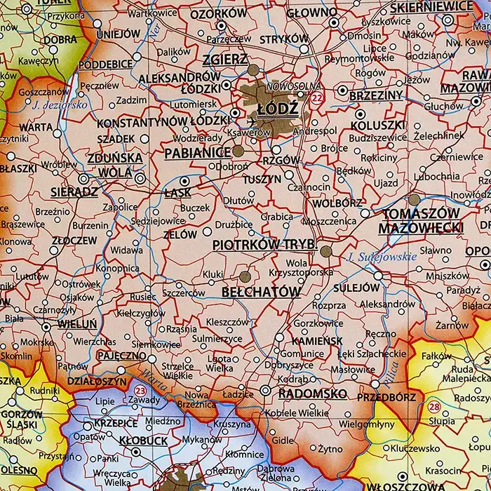 Polska - mapa ścienna dwustronna fizyczno-administracyjna, 1:1 000 000