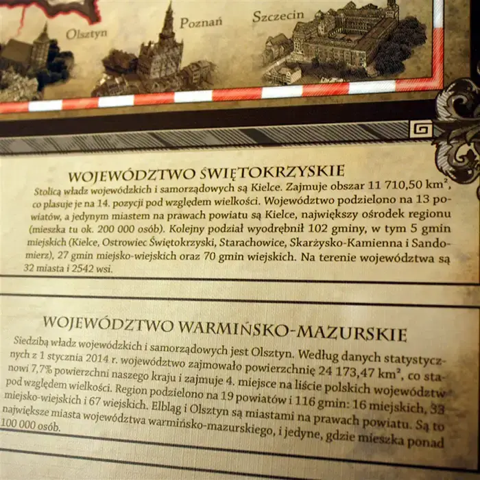 Rzeczpospolita Polska mapa ścienna stylizowana sepia 100x120 cm