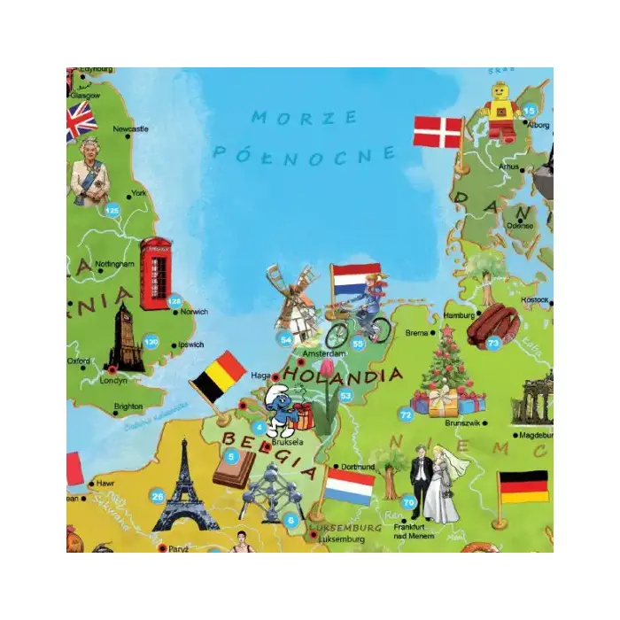 Polska, Europa, Świat - zestaw edukacyjnych puzzli dla dzieci
