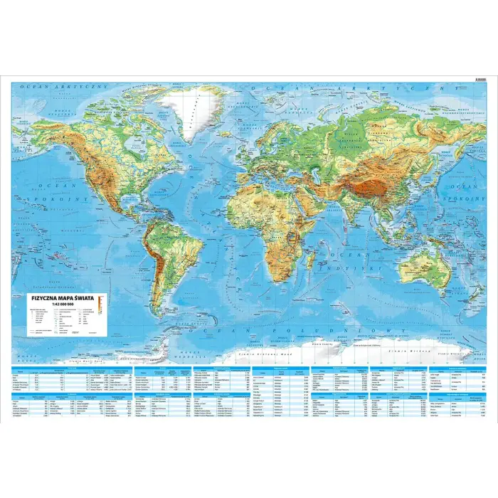 Świat fizyczny - mapa ścienna, 1:42 000 000