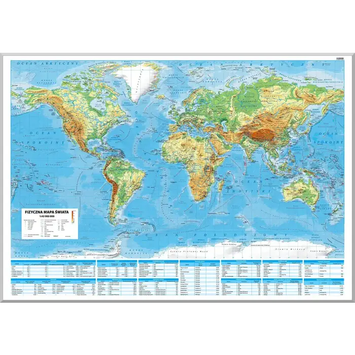 Świat fizyczny - mapa ścienna, 1:42 000 000