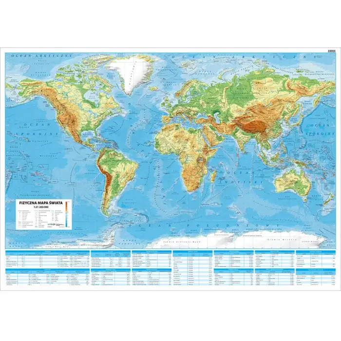 Świat fizyczny - mapa ścienna, 1:21 200 000