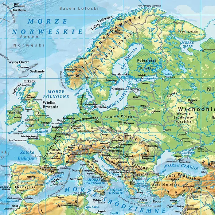 Świat polityczna i fizyczna - dwustronna mapa ścienna, 1:42 000 000