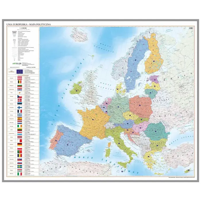 Unia Europejska - mapa ścienna polityczna, 1:4 500 000