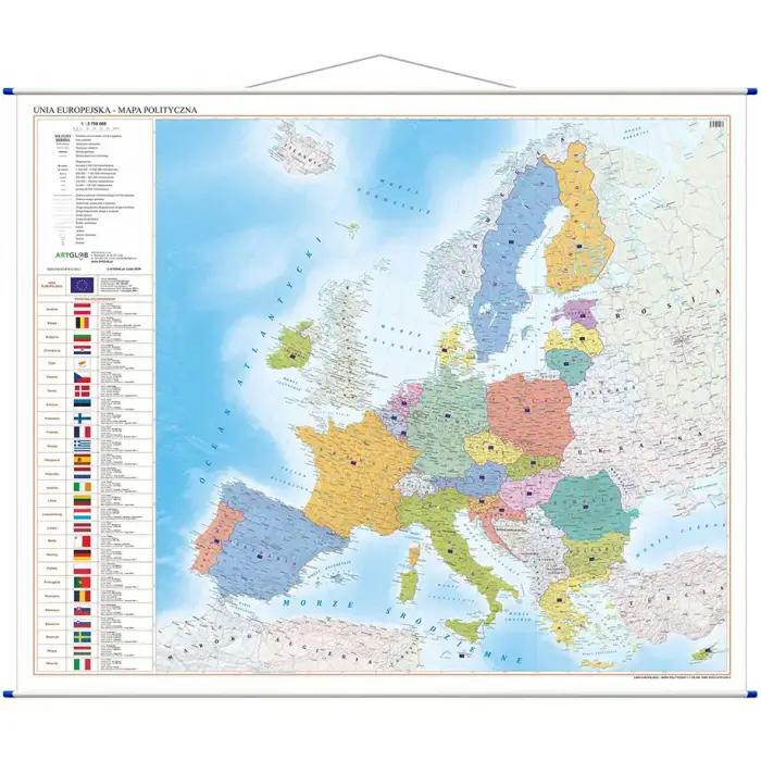 Unia Europejska - mapa ścienna polityczna, 1:3 750 000