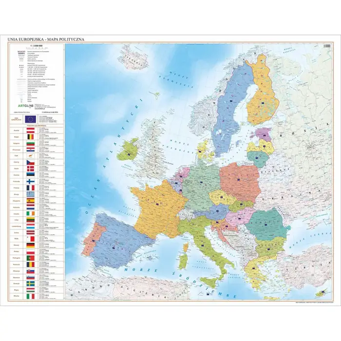 Unia Europejska - mapa ścienna polityczna, 1:3 000 000