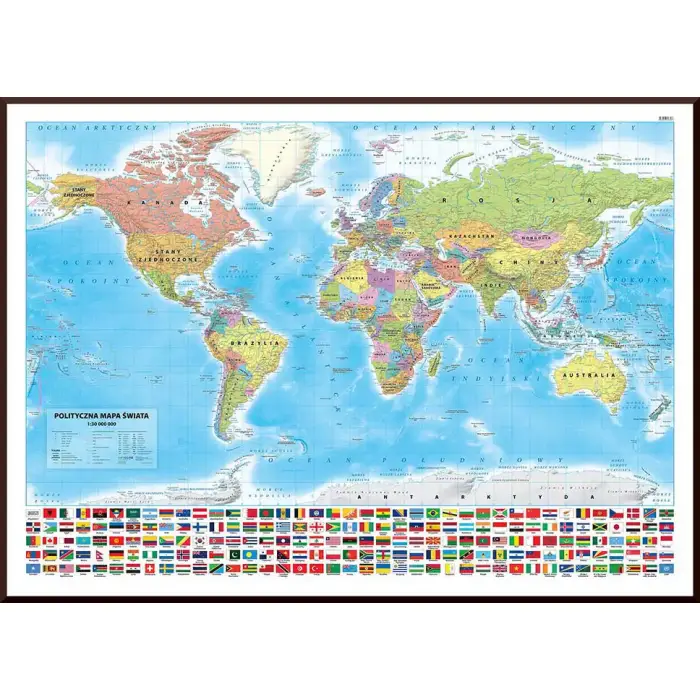 Świat polityczny, mapa ścienna 1:30 000 000, ArtGlob