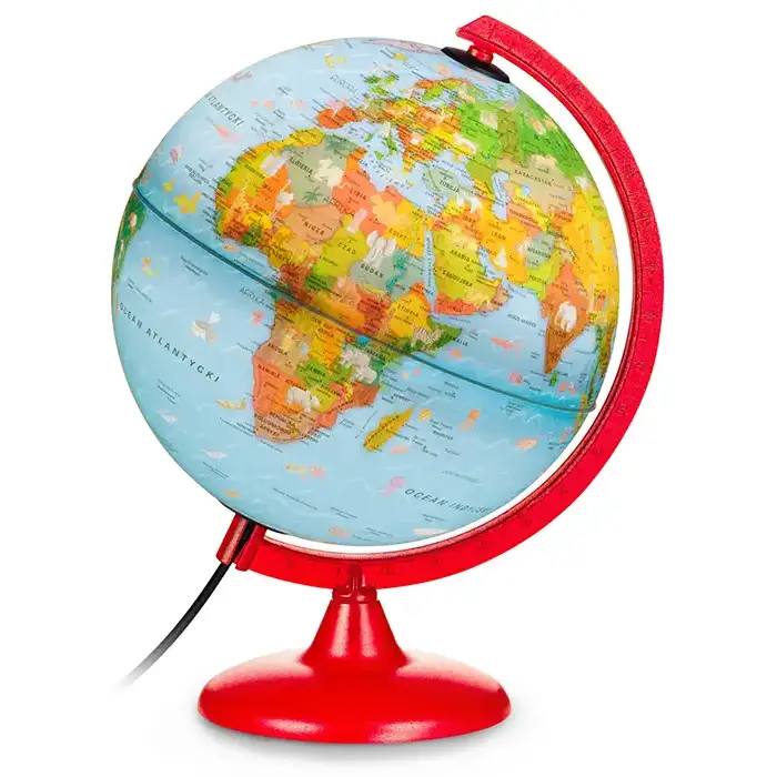 Globus podświetlany fizyczno-polityczny dla dzieci Zoo Globe, kula 25 cm
